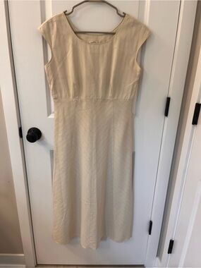 J. Jill Cream Striped Midi Dress